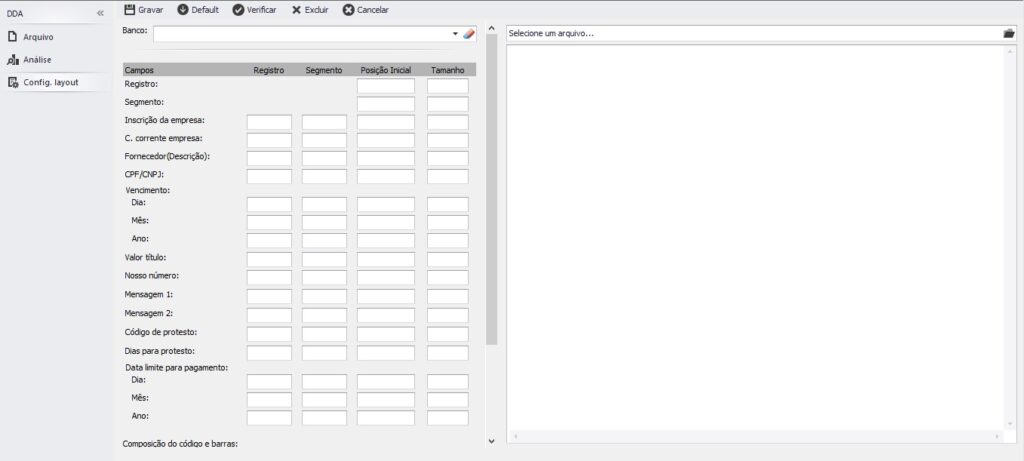 Configurar Layout de Arquivo DDA
