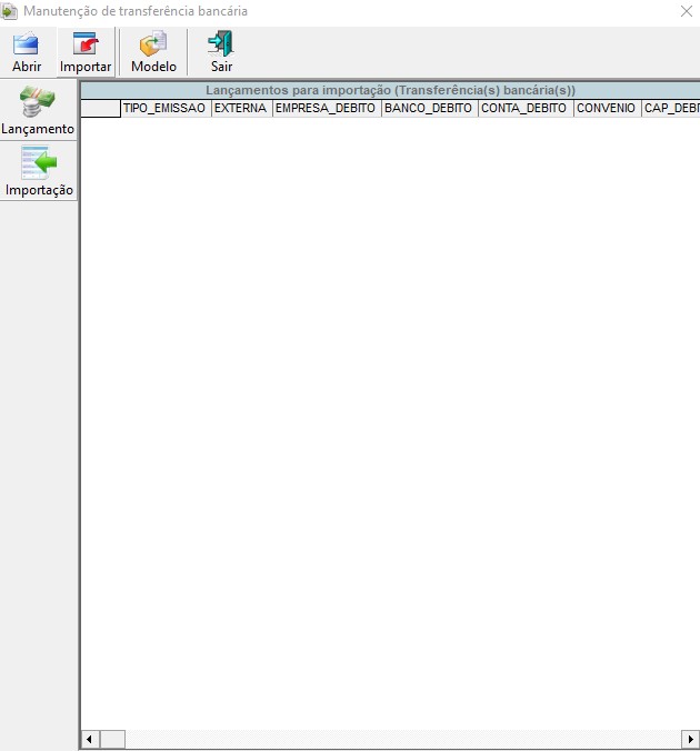 Importacao de Transferência Bancaria